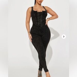 Fashion Nova Black Corset Jumpsuit